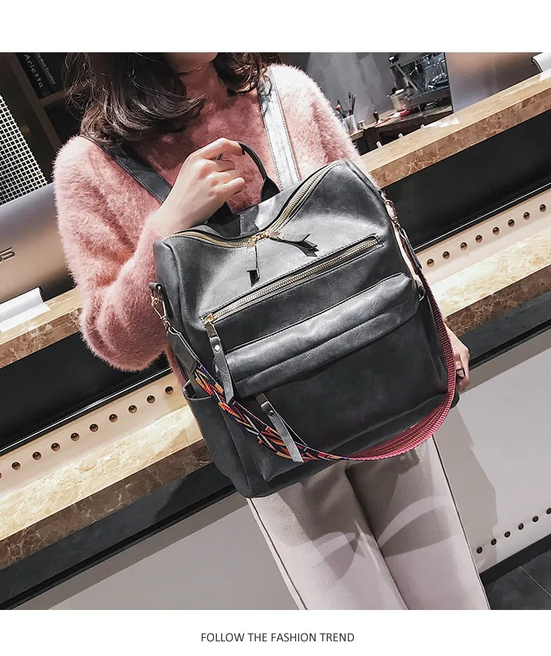 Retro Large PU Leather Rucksack Backpacks