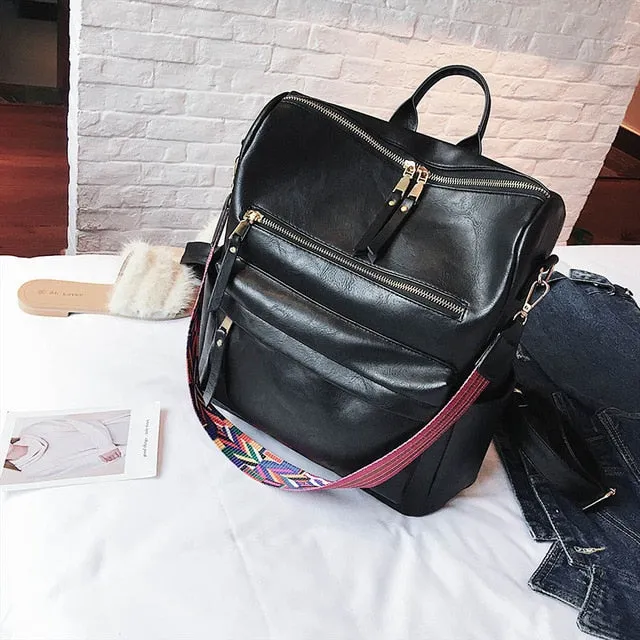 Retro Large PU Leather Rucksack Backpacks
