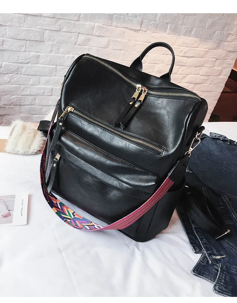 Retro Large PU Leather Rucksack Backpacks