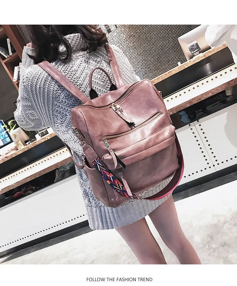 Retro Large PU Leather Rucksack Backpacks