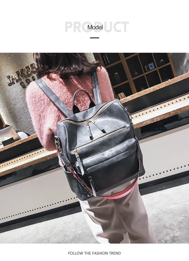 Retro Large PU Leather Rucksack Backpacks