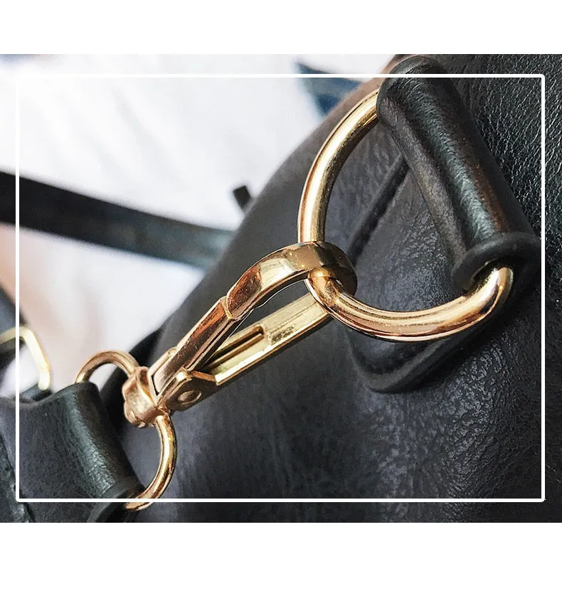 Retro Large PU Leather Rucksack Backpacks