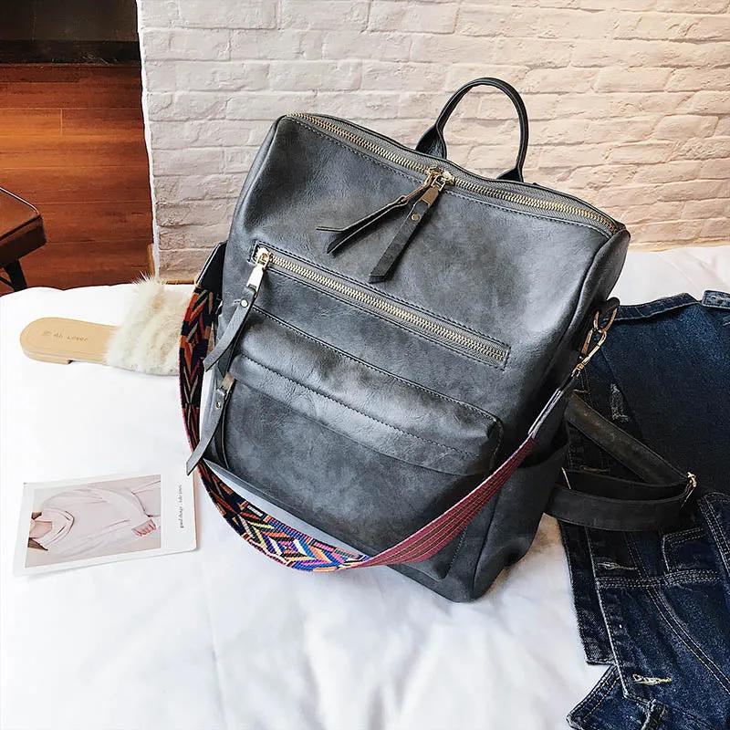 Retro Large PU Leather Rucksack Backpacks