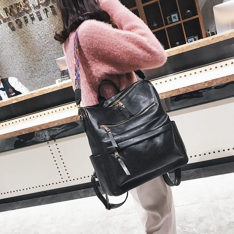 Retro Large PU Leather Rucksack Backpacks