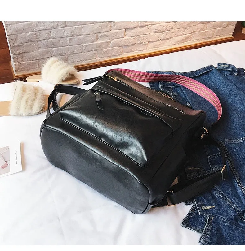 Retro Large PU Leather Rucksack Backpacks