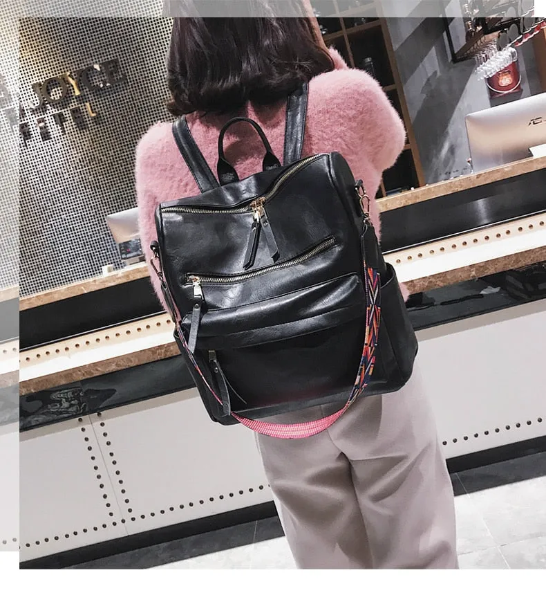 Retro Large PU Leather Rucksack Backpacks