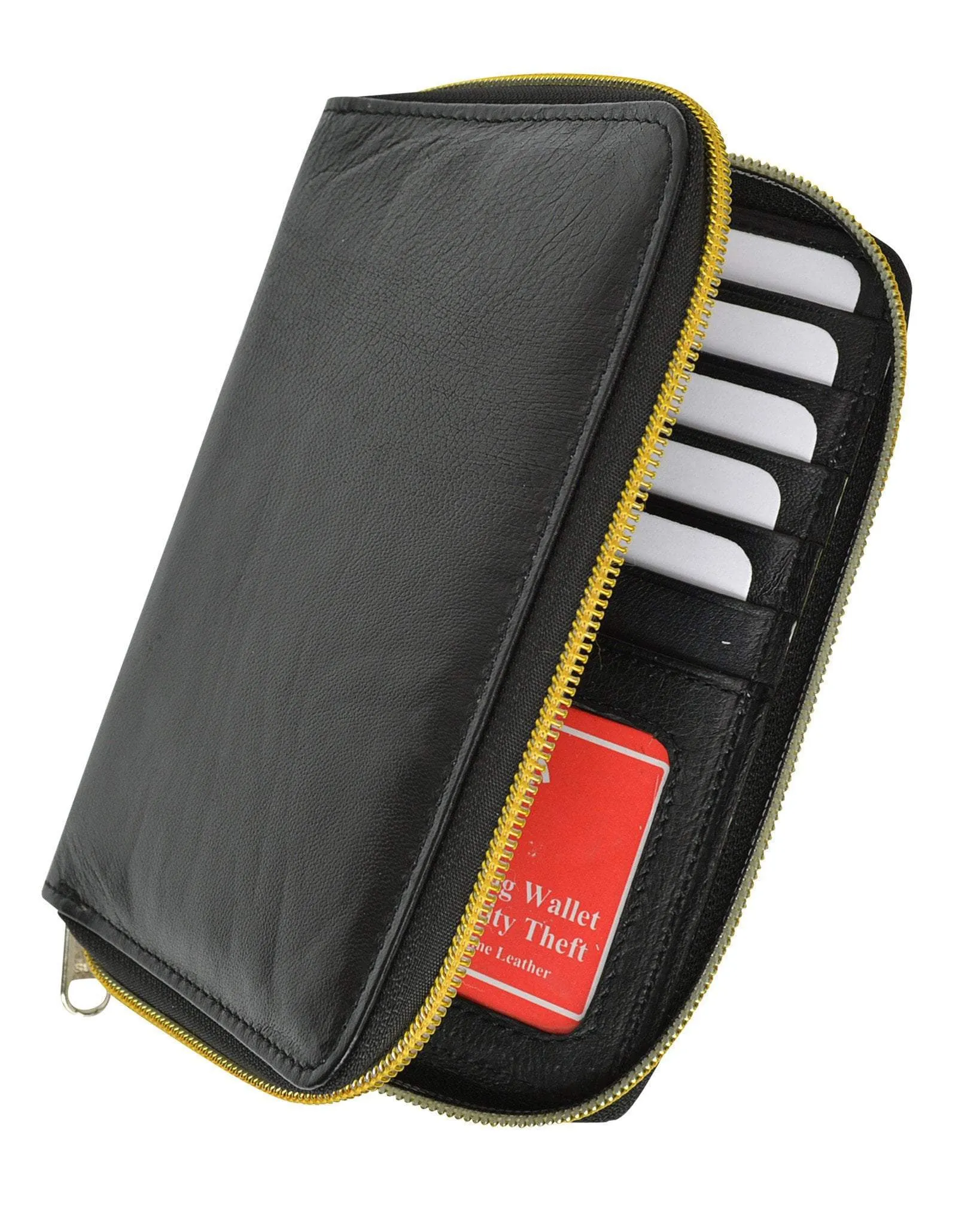 RFID Premium Leather Men's Passport Bifold Zip Around Wallet ID & Credit Card Holder RFID P 701 (C)