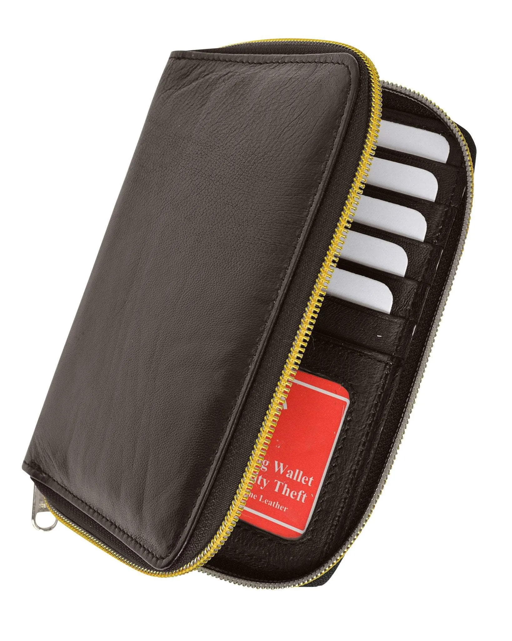 RFID Premium Leather Men's Passport Bifold Zip Around Wallet ID & Credit Card Holder RFID P 701 (C)
