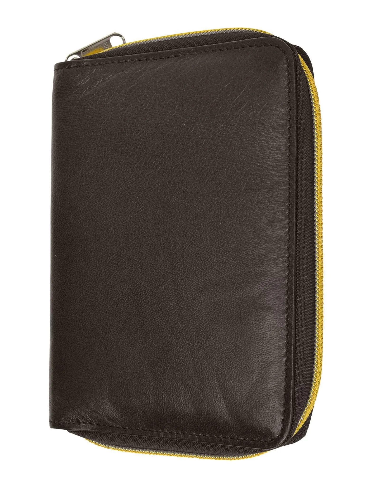 RFID Premium Leather Men's Passport Bifold Zip Around Wallet ID & Credit Card Holder RFID P 701 (C)