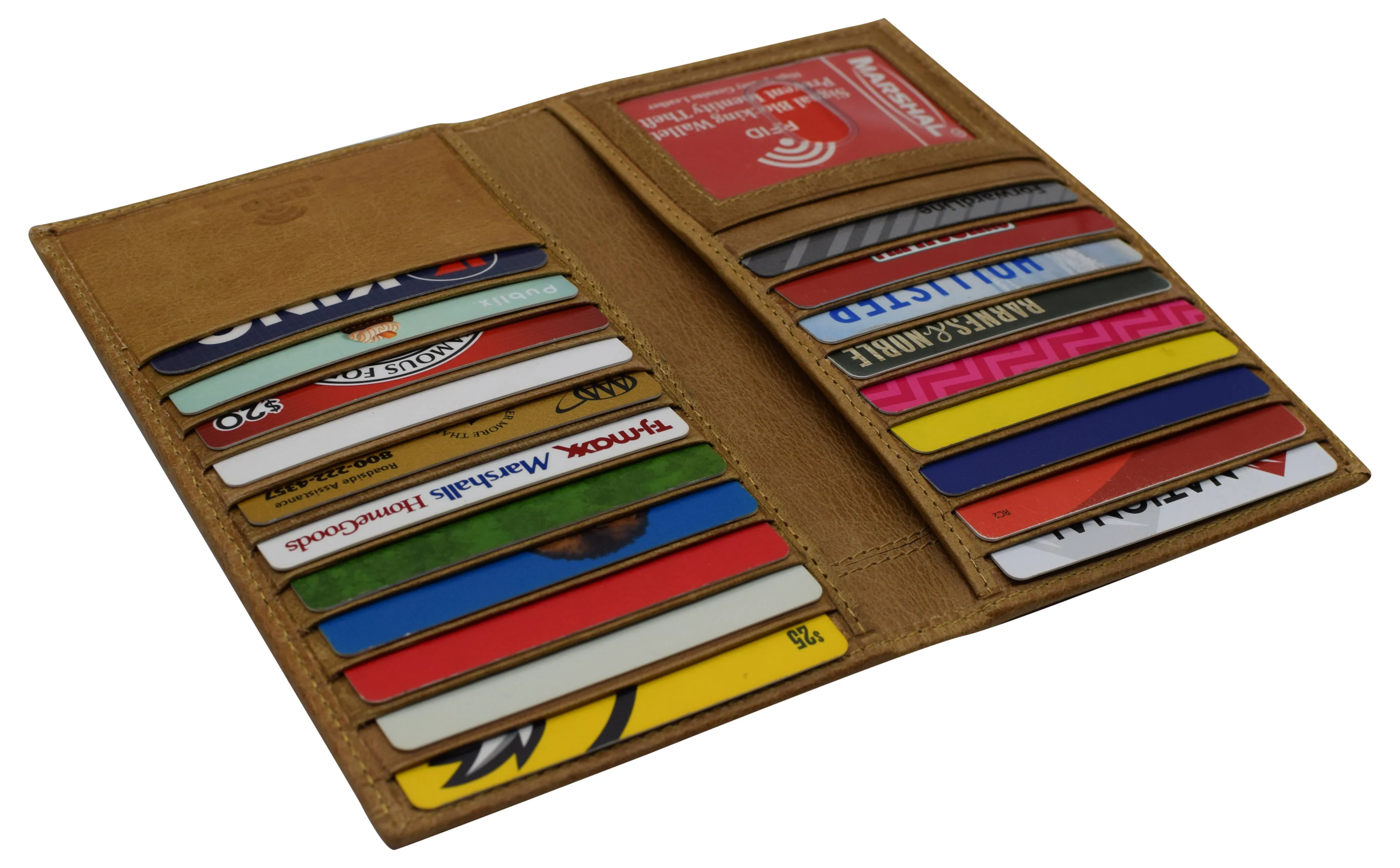 RFID621529TN RFID Blocking Cowhide Leather Men's Long ID Credit Card Security Wallet
