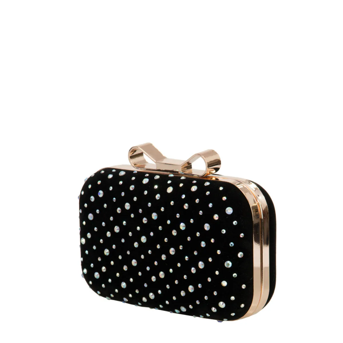 Rihanna Black Diamante Box Clutch Bag