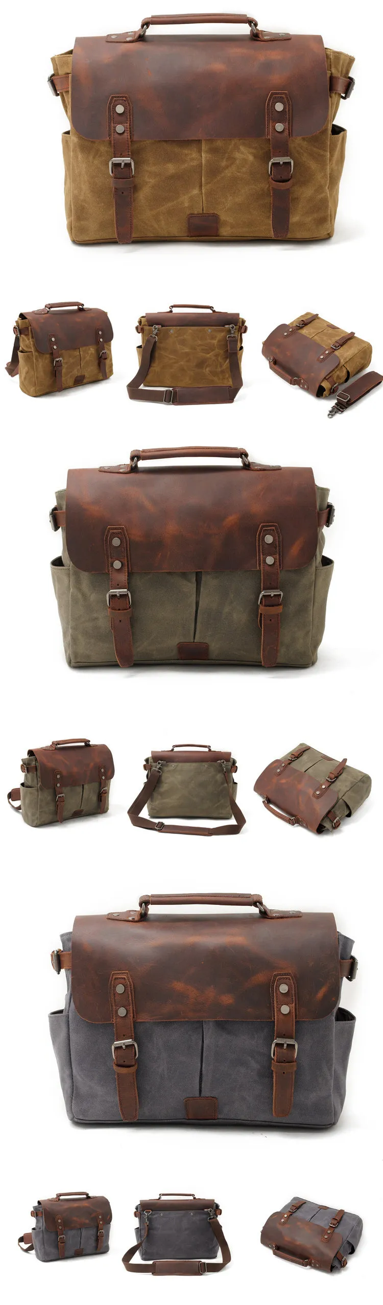 Riverton Canvas Leather Messenger Bag
