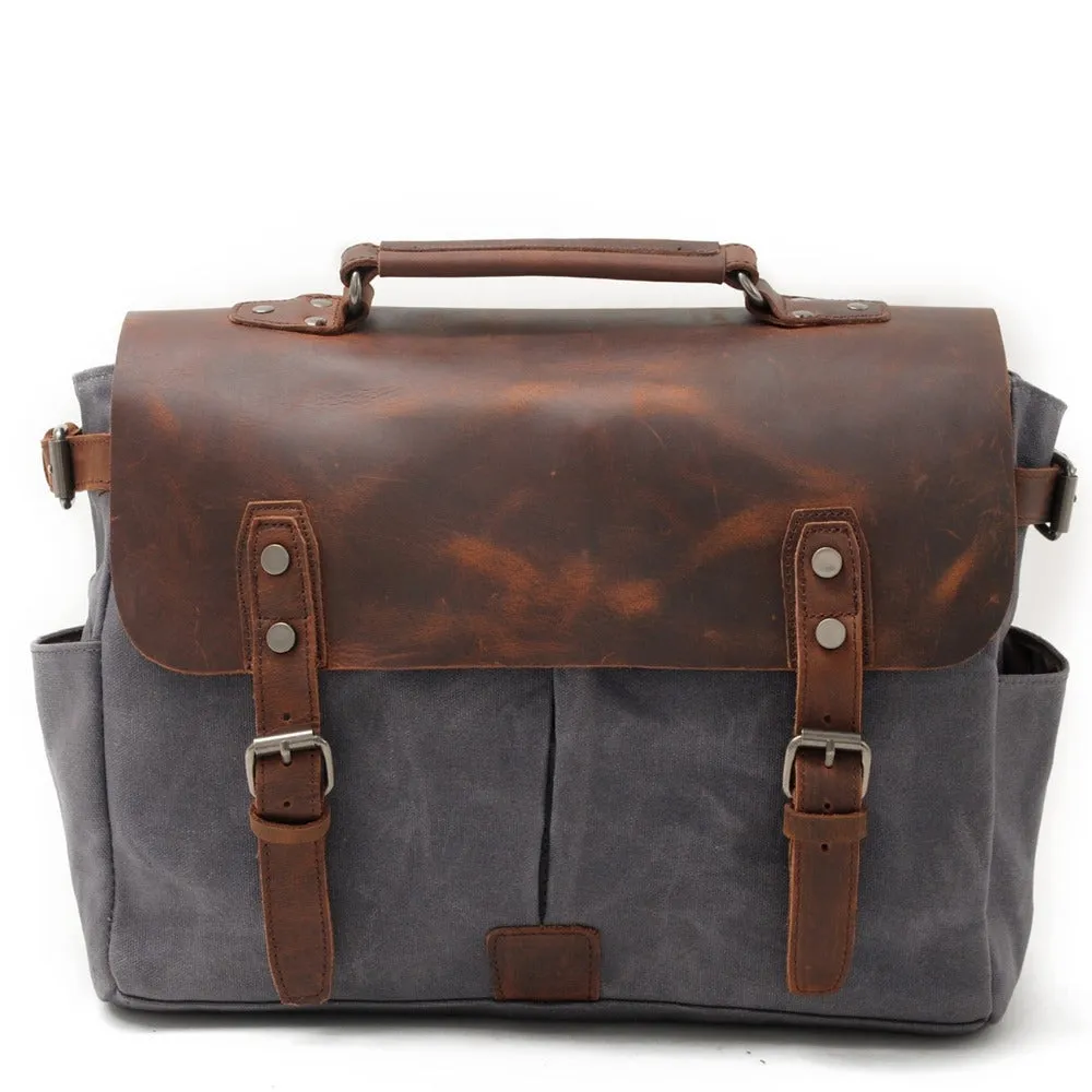 Riverton Canvas Leather Messenger Bag