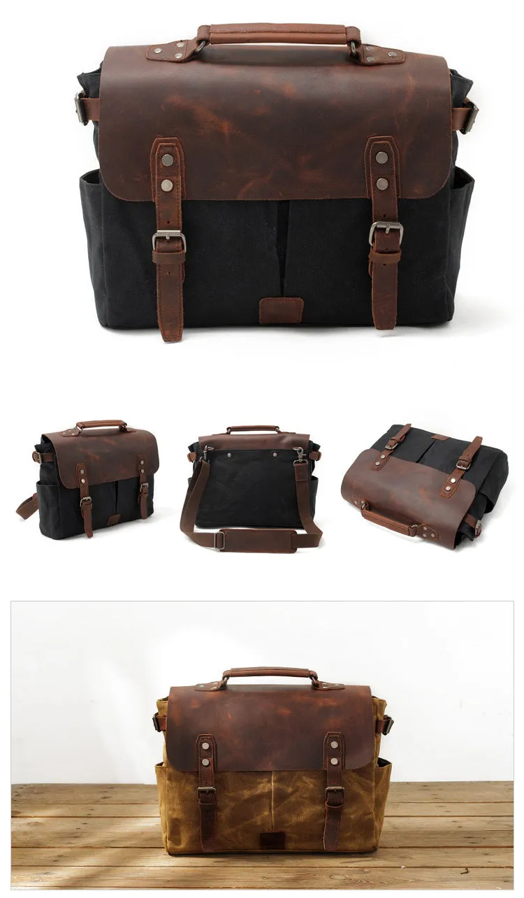 Riverton Canvas Leather Messenger Bag