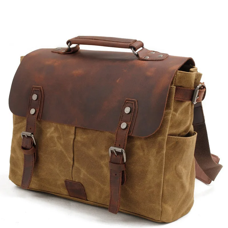 Riverton Canvas Leather Messenger Bag