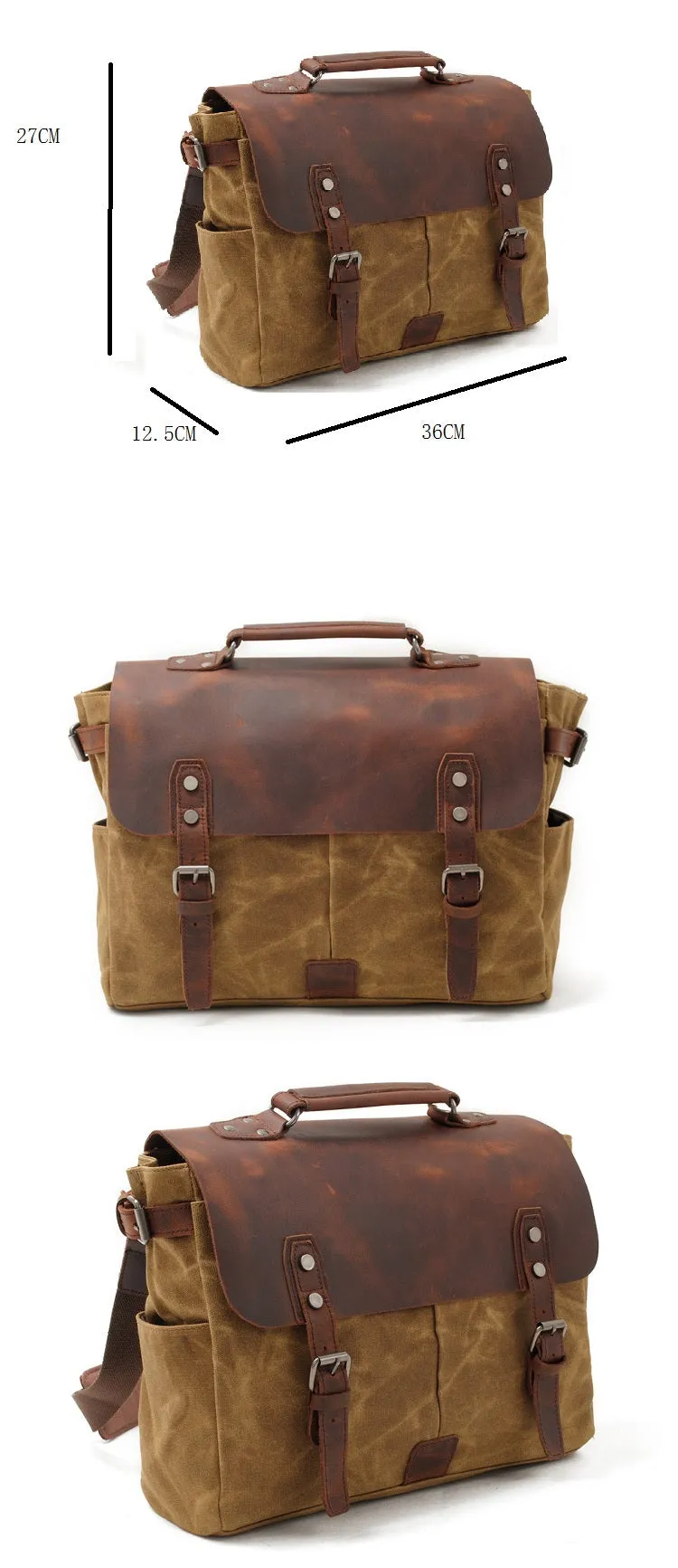 Riverton Canvas Leather Messenger Bag