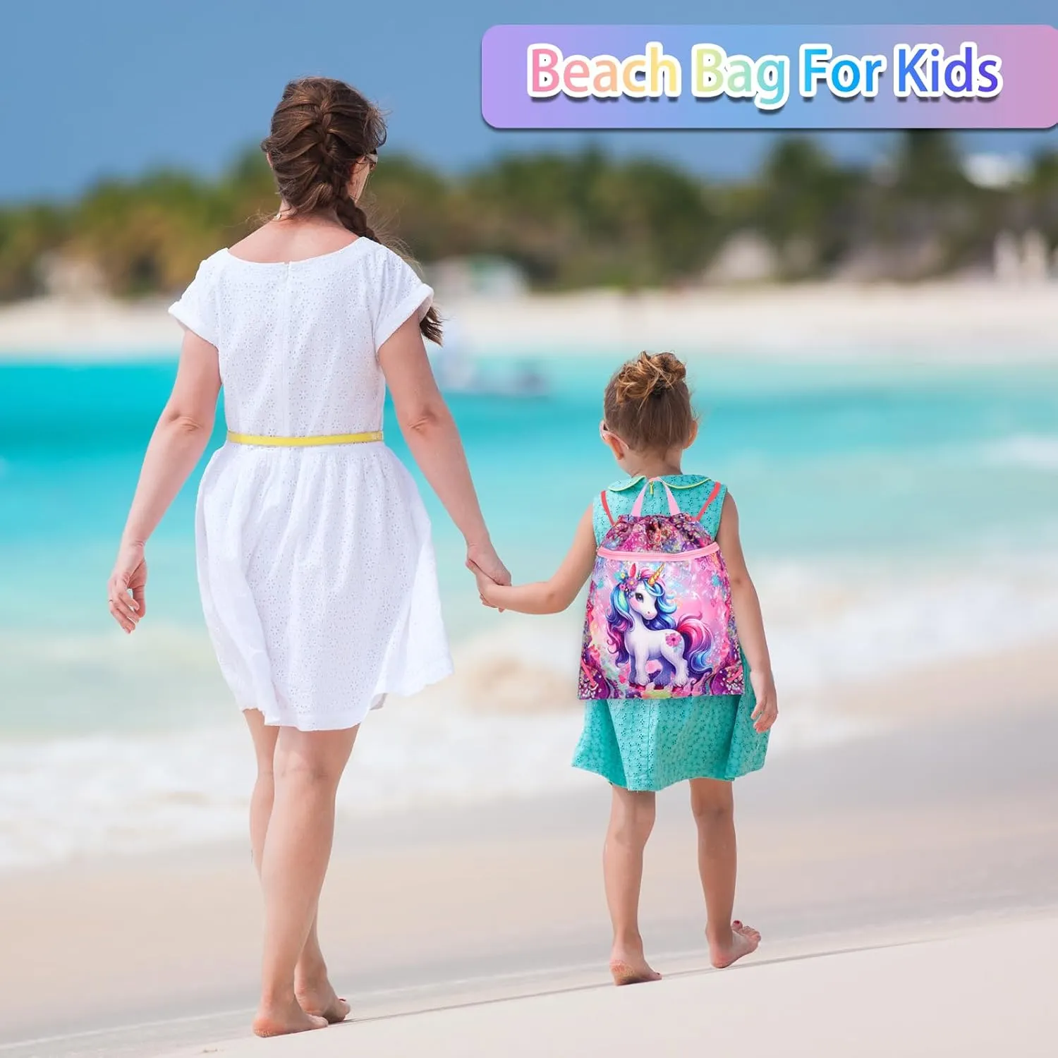 RLGPBON Drawstring Backpack for Kids Girls and Boy,Girls Gym Dance Bag,Sports Gym Bag for Girls Kids Waterproof Swimming Beach Sackpack