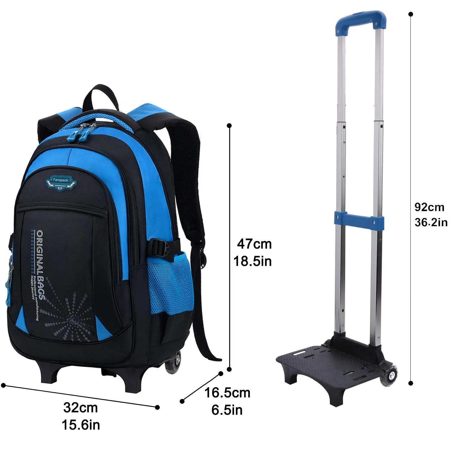 Rolling Backpack for Boys, Fanspack Wheeled Backpack