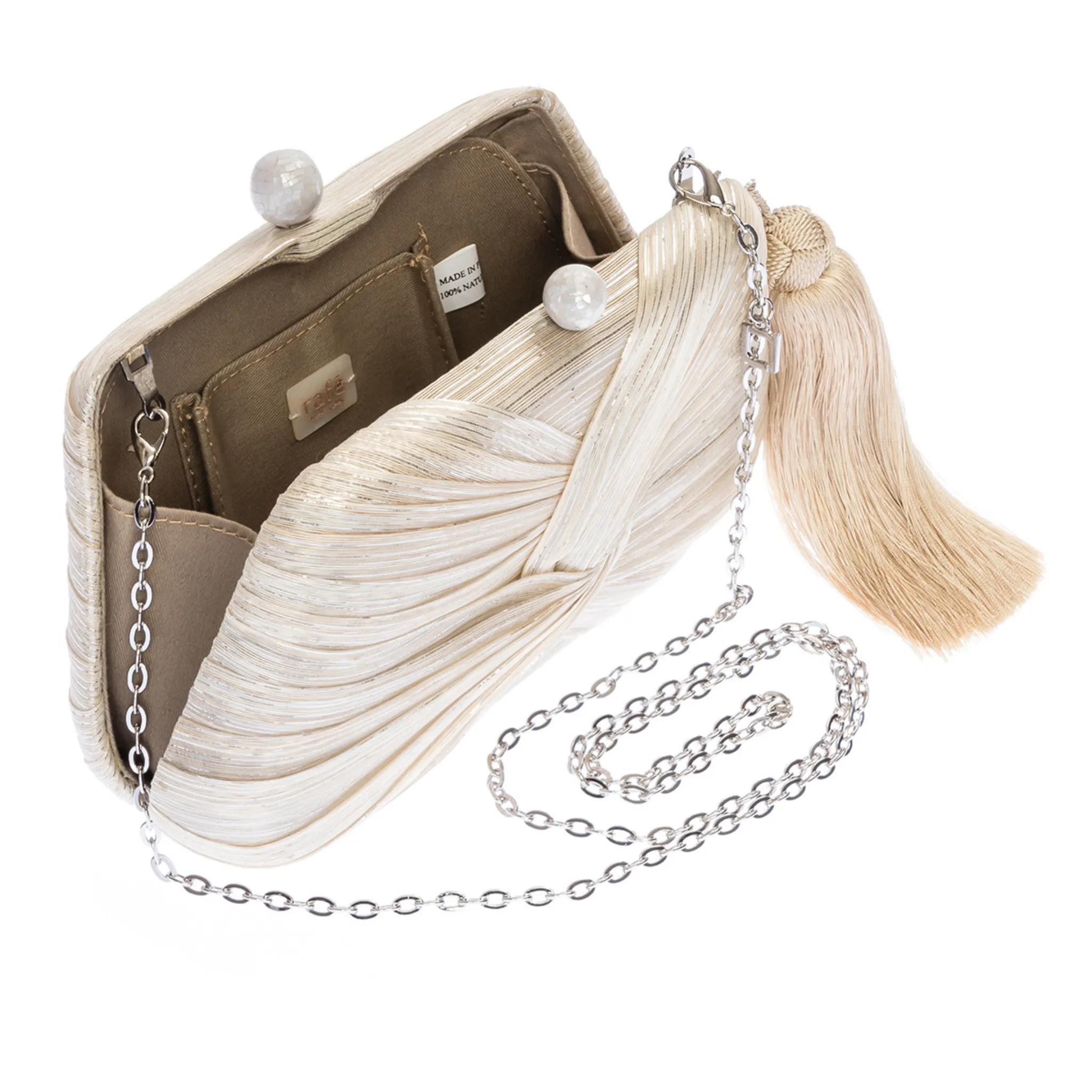 Rosie Draped Clutch, Natural