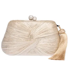 Rosie Draped Clutch, Natural