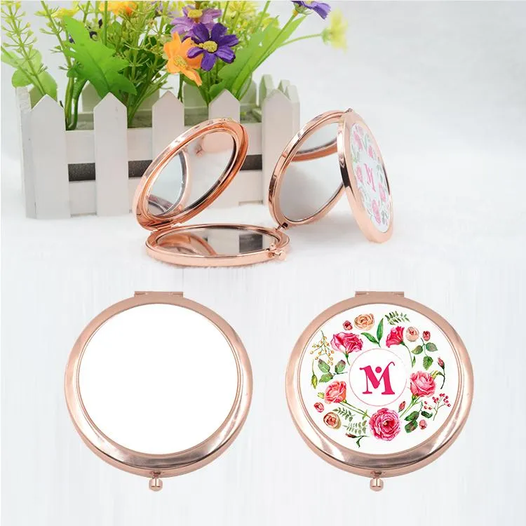 Round Compact Pocket Mirror - Rose Gold