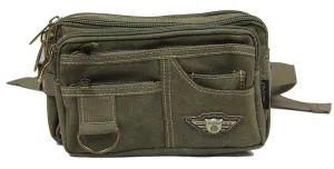 Rugged 6-Pocket Canvas Waistbag Pouch