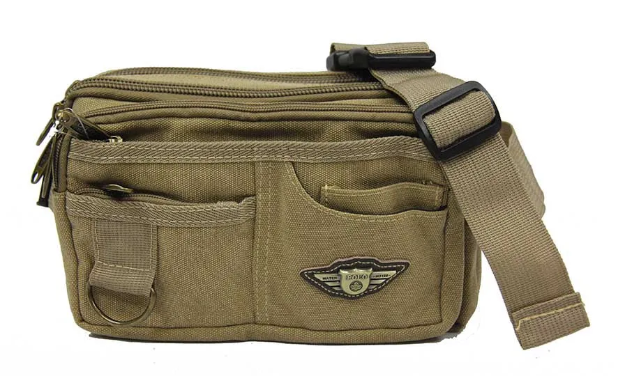 Rugged 6-Pocket Canvas Waistbag Pouch