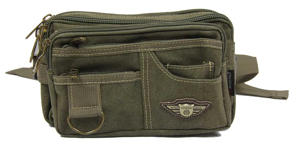 Rugged 6-Pocket Canvas Waistbag Pouch