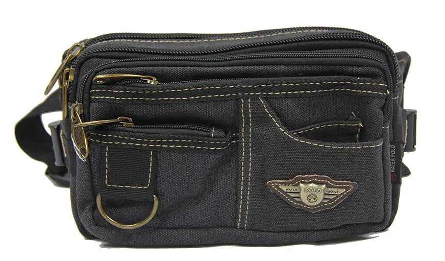 Rugged 6-Pocket Canvas Waistbag Pouch