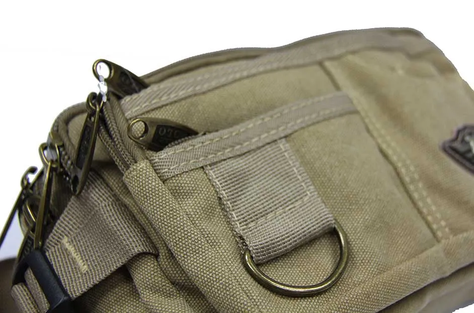 Rugged 6-Pocket Canvas Waistbag Pouch