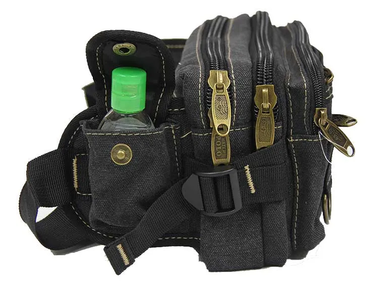 Rugged 6-Pocket Canvas Waistbag Pouch
