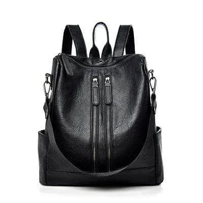 Saiten Leather Women Backpack Casual School Teenager Multifunction