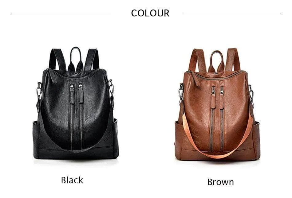 Saiten Leather Women Backpack Casual School Teenager Multifunction