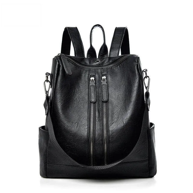 Saiten Leather Women Backpack Casual School Teenager Multifunction