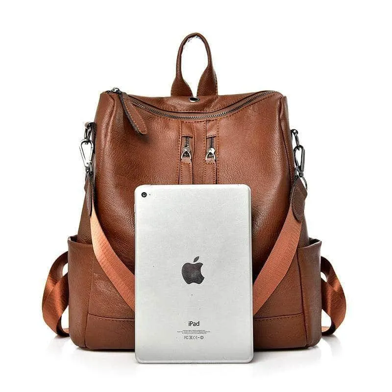 Saiten Leather Women Backpack Casual School Teenager Multifunction