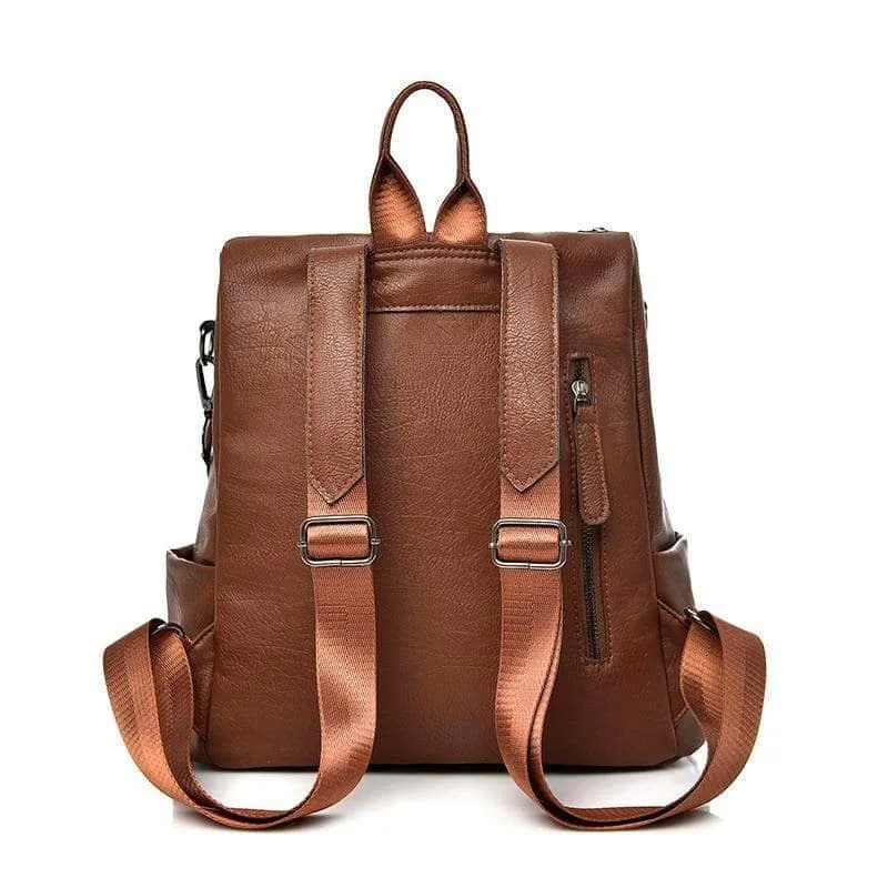 Saiten Leather Women Backpack Casual School Teenager Multifunction