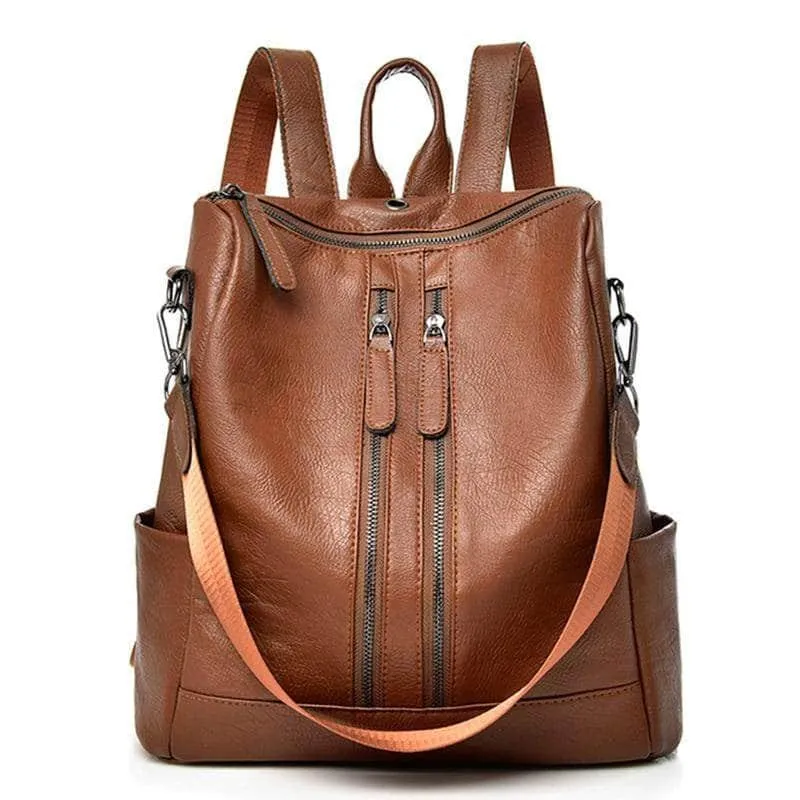 Saiten Leather Women Backpack Casual School Teenager Multifunction