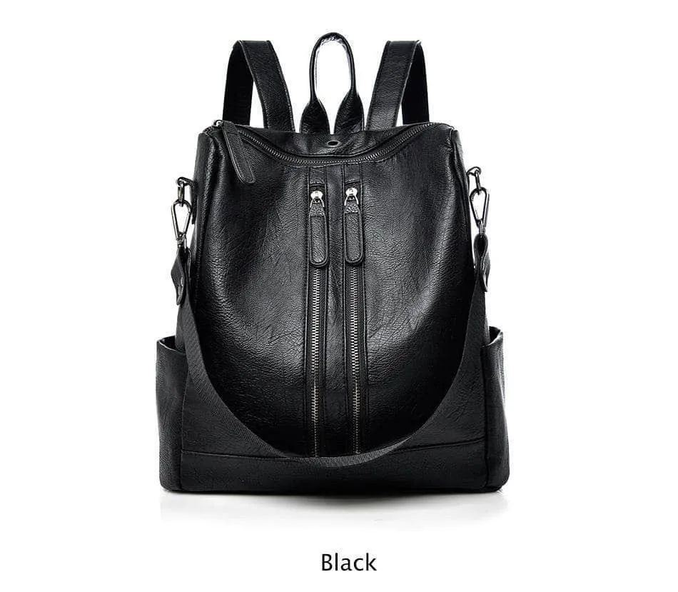 Saiten Leather Women Backpack Casual School Teenager Multifunction