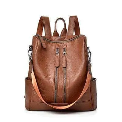Saiten Leather Women Backpack Casual School Teenager Multifunction