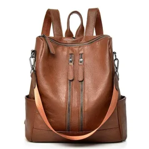 Saiten Leather Women Backpack Casual School Teenager Multifunction