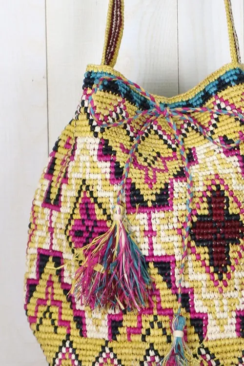 Santa Fe Raffia Drawstring Bag