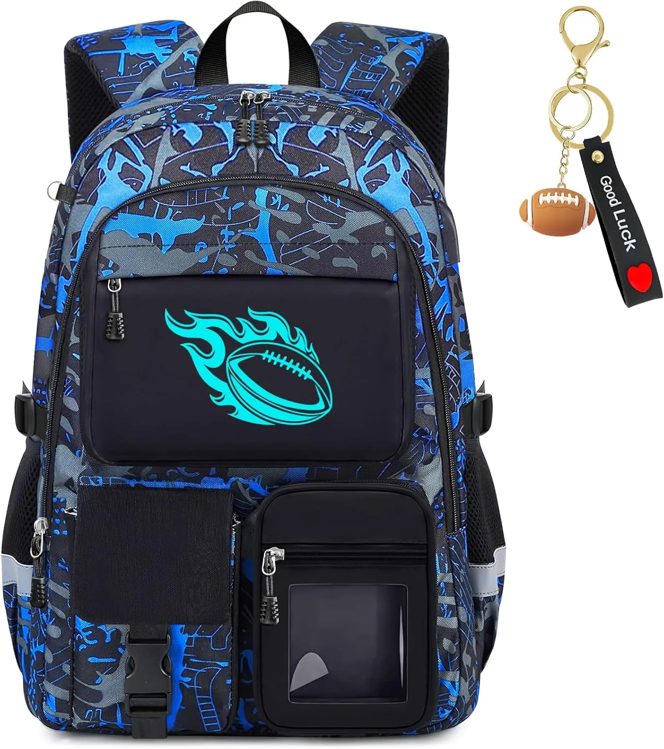 School Backpack for Boys - American Football Boys Backpack for Kids Children Teens Elementary Middle School Students - 18" Large Capacity School Bookbag with Multiple Pockets