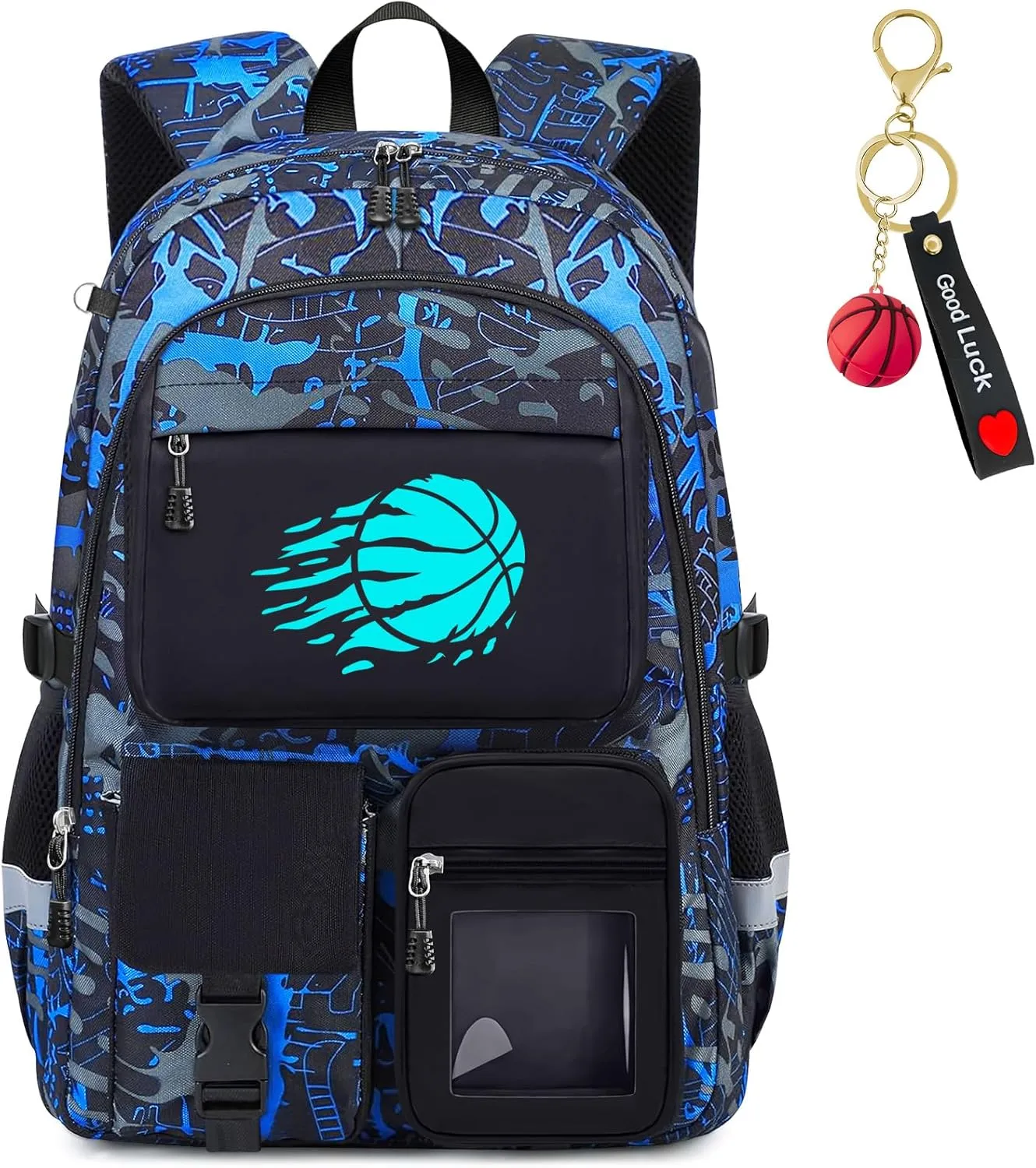 School Backpack for Boys - Basketball Boys Backpack for Kids Children Teens Elementary Middle School Students - 18" Large Capacity School Bookbag with Multiple Pockets