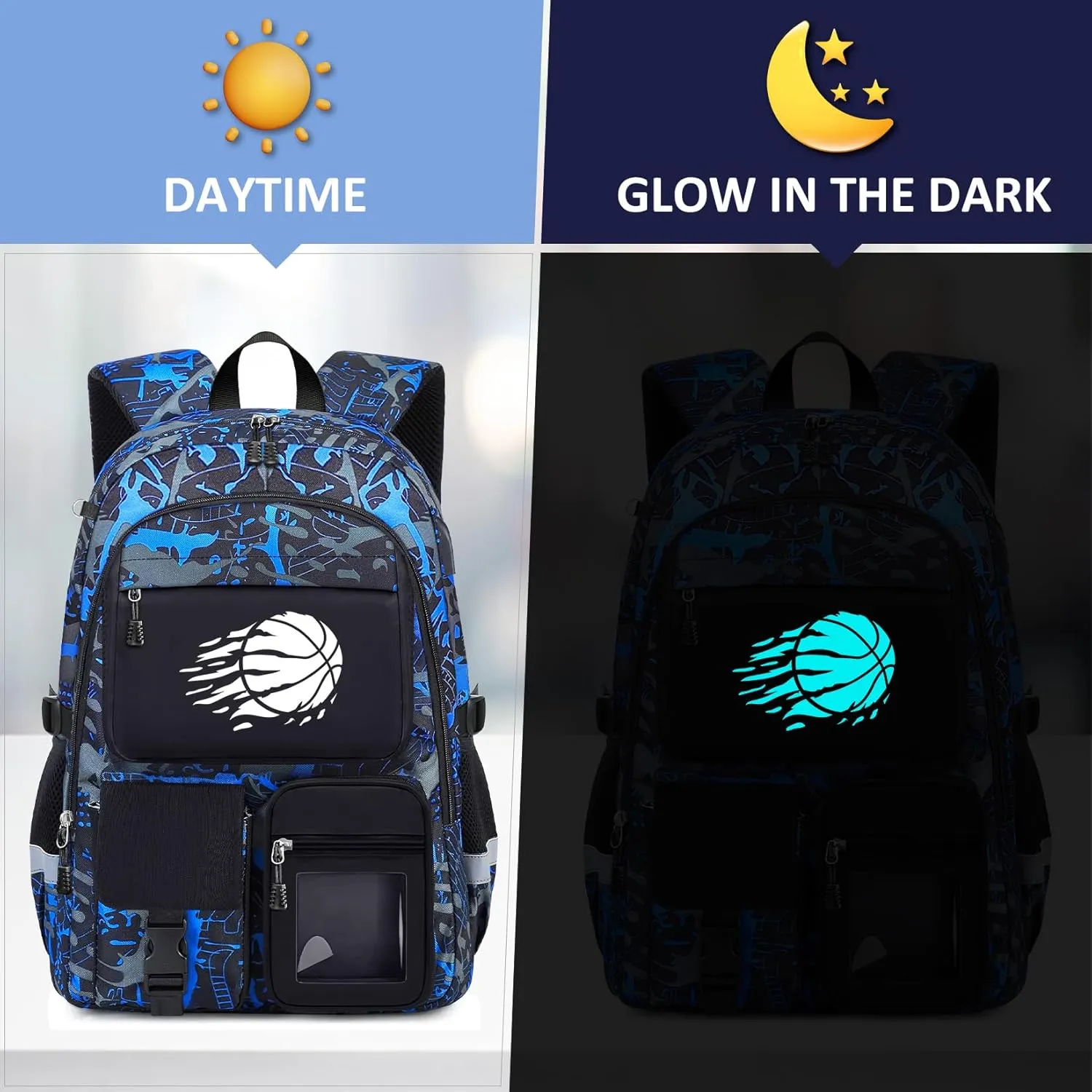 School Backpack for Boys - Basketball Boys Backpack for Kids Children Teens Elementary Middle School Students - 18" Large Capacity School Bookbag with Multiple Pockets