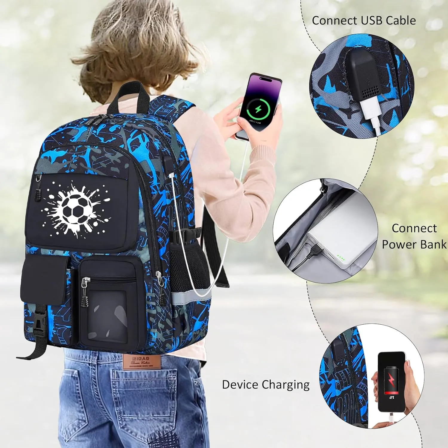 School Backpack for Boys - Gamer Boys Backpack for Kids Children Teens Elementary Middle School Students - 18" Large Capacity School Bookbag with Multiple Pockets