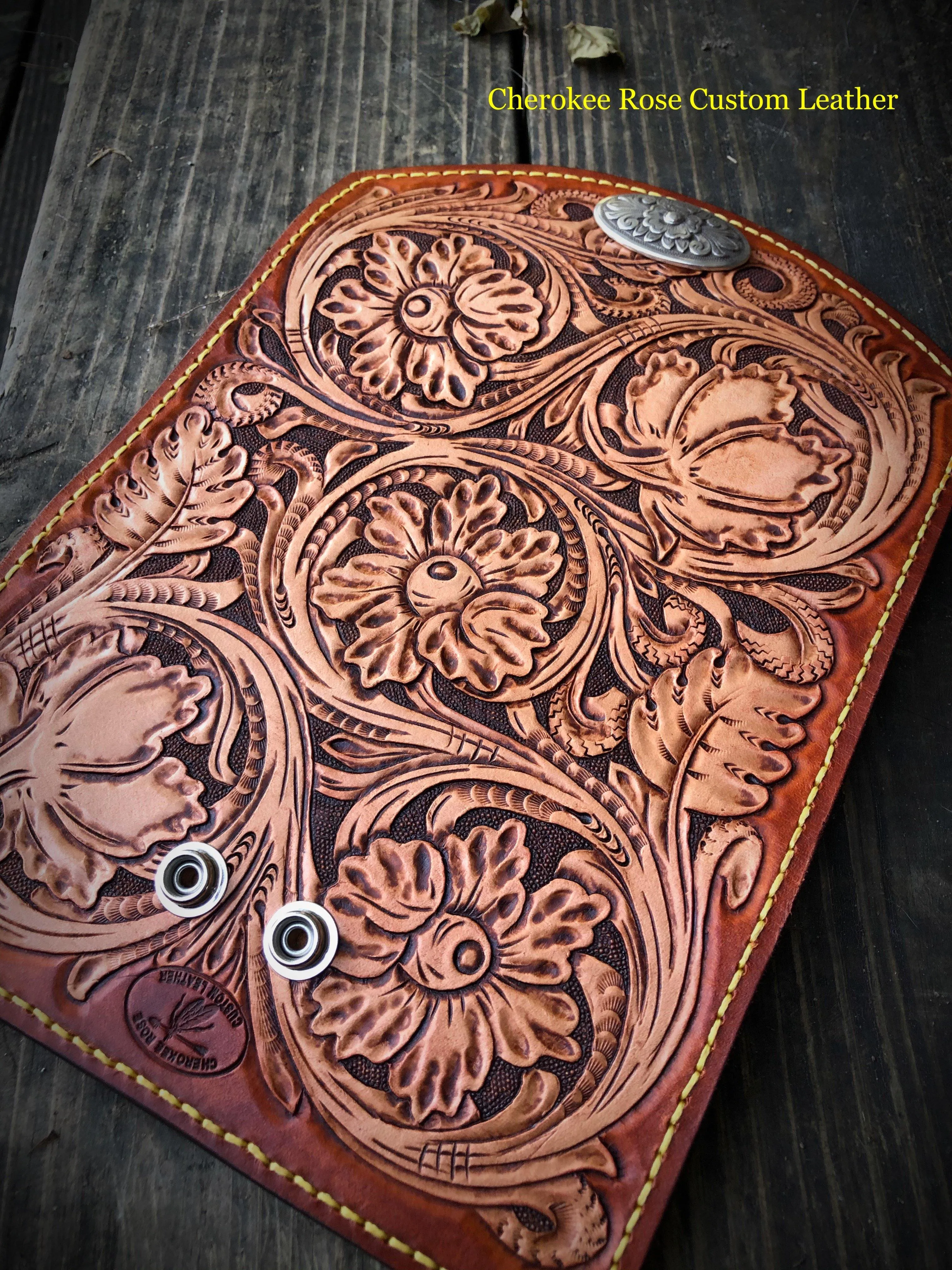 Sheridan Styled Carved Leather Ladies Clutch