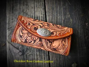Sheridan Styled Carved Leather Ladies Clutch