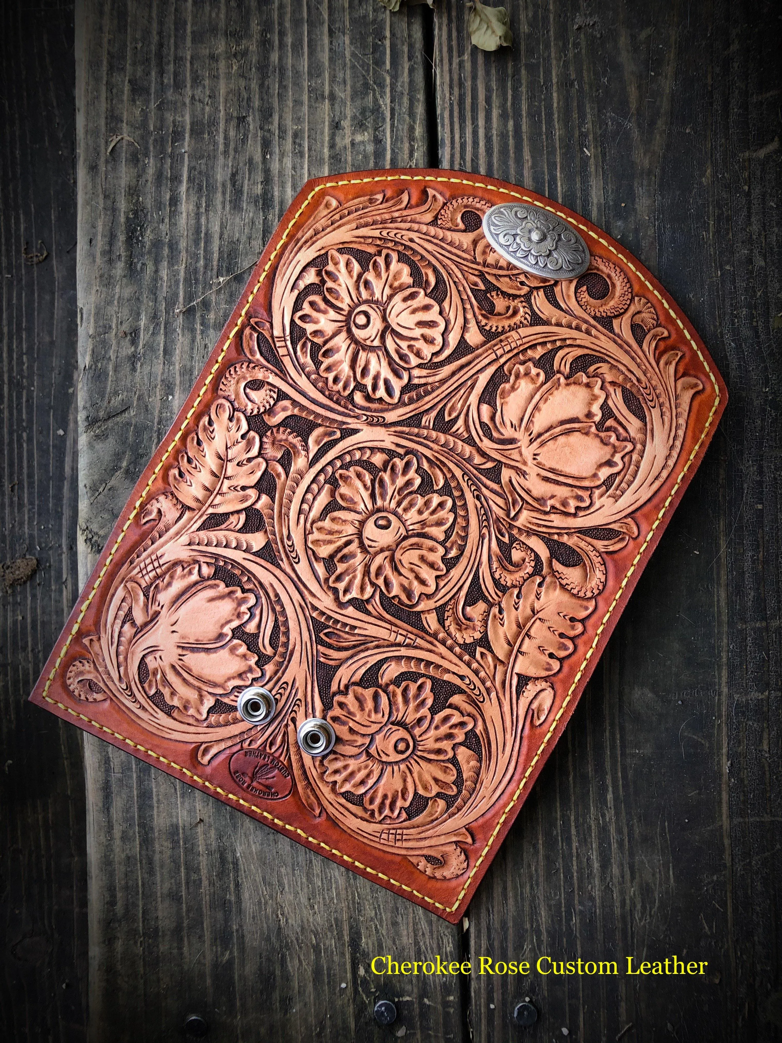Sheridan Styled Carved Leather Ladies Clutch