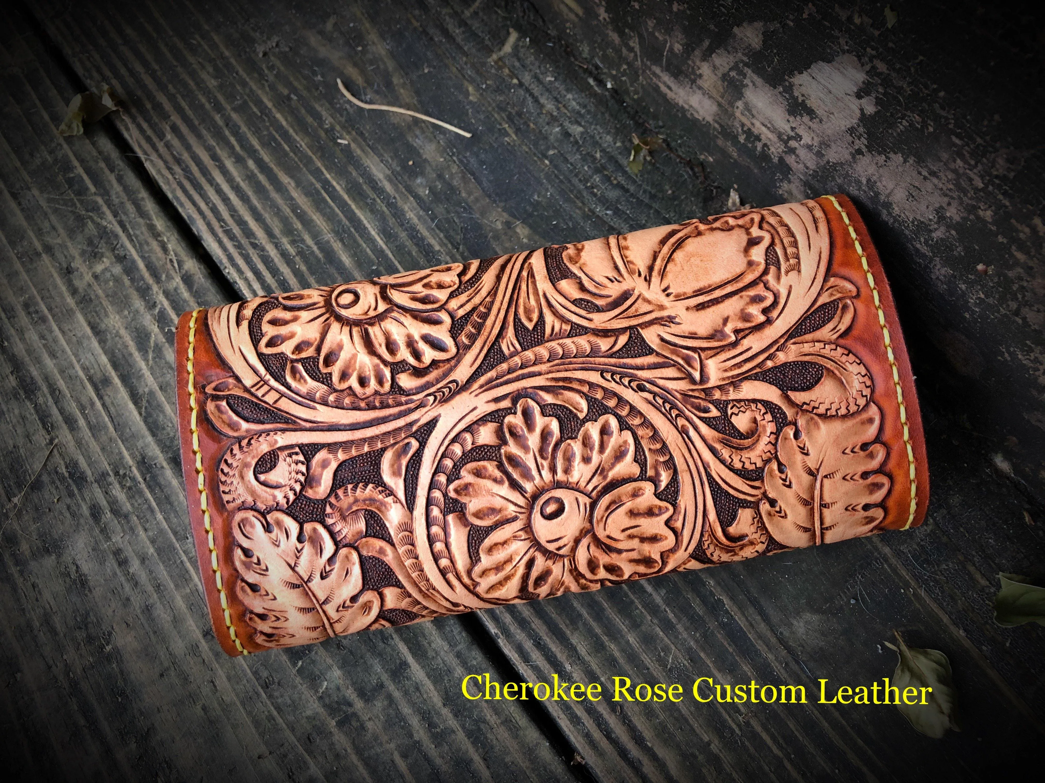 Sheridan Styled Carved Leather Ladies Clutch