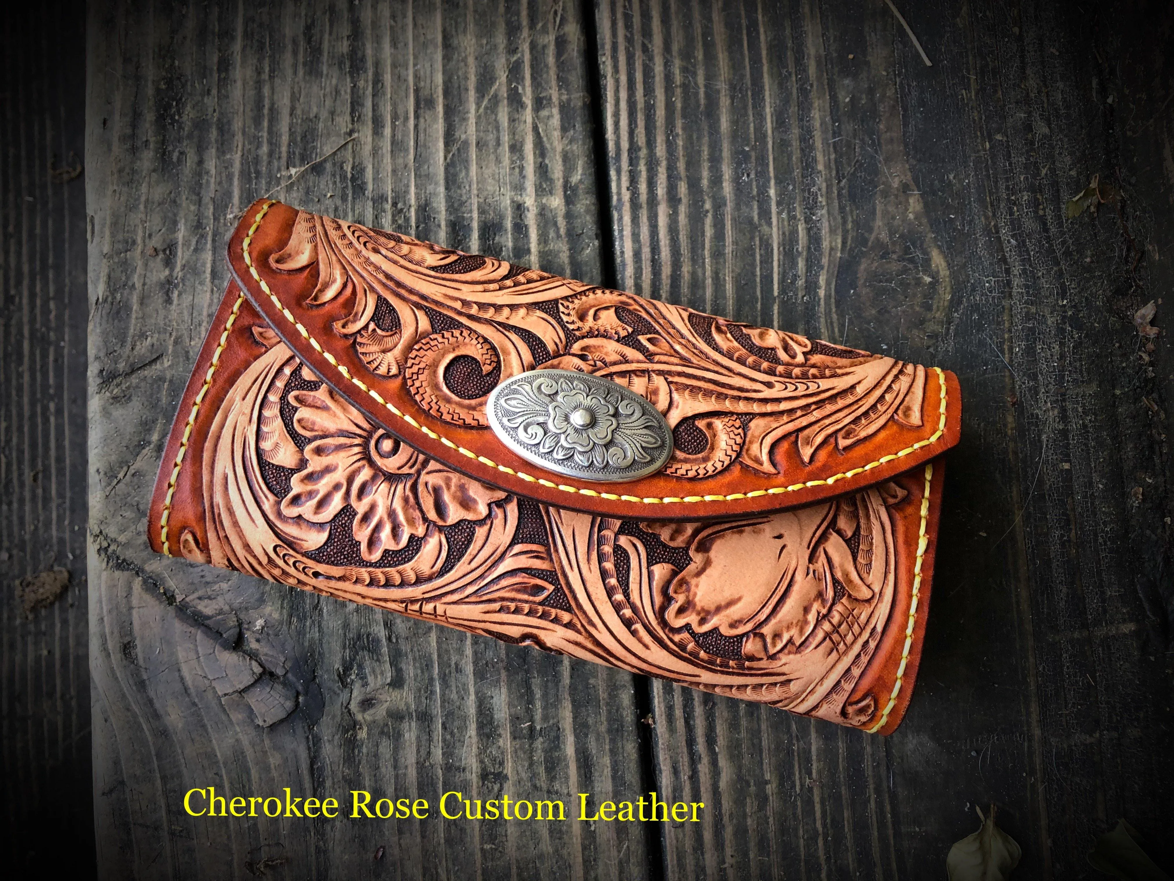 Sheridan Styled Carved Leather Ladies Clutch